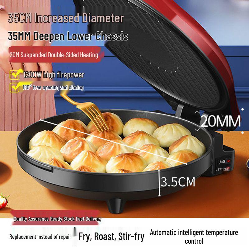 Electric Griddle with Double-Sided Heating: Extra Deep Grill, Barbecue Pot, Baking Pan, and Pancake Maker for Home Use