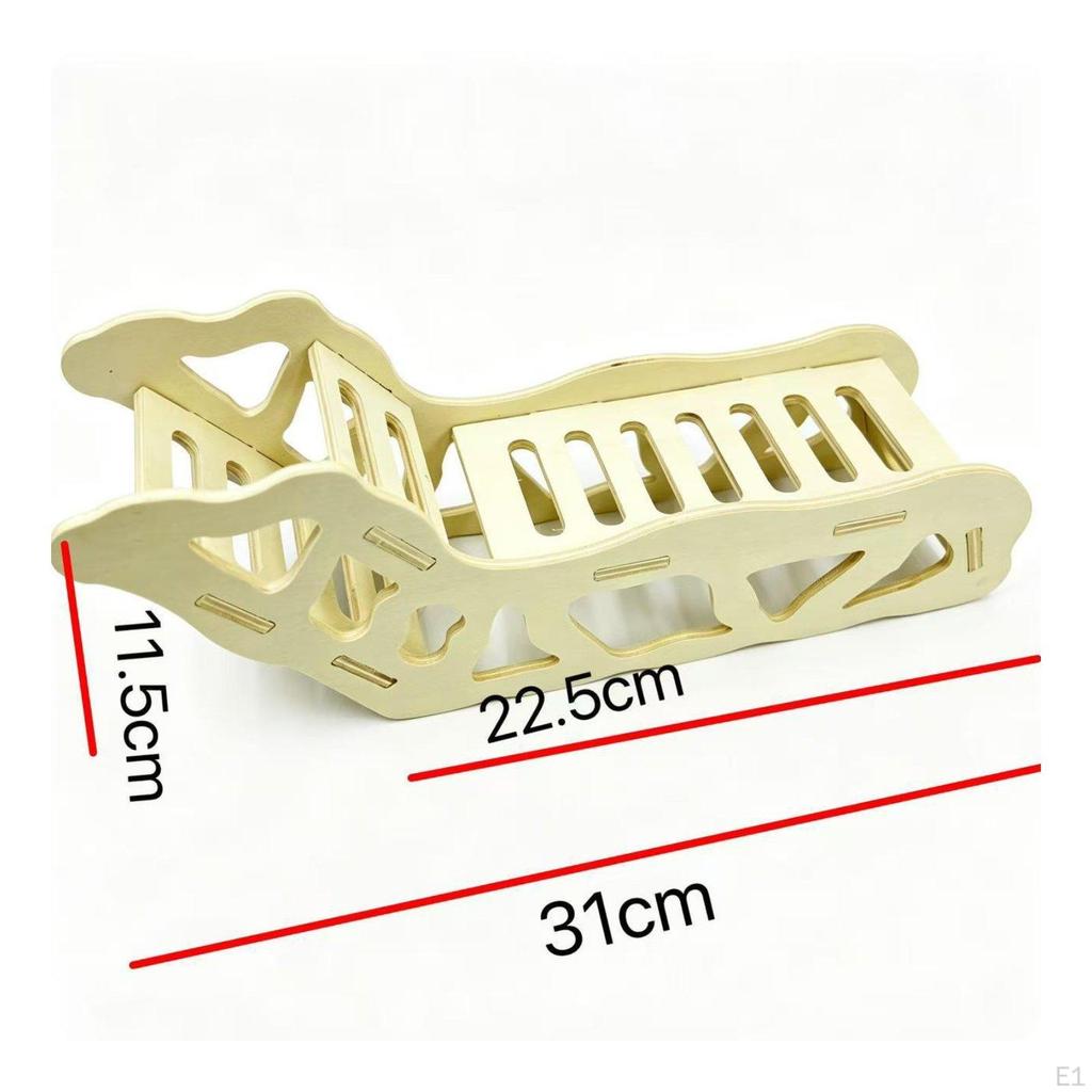 Wooden Hamster Ramp Cutout Side Panels Slatted Bridge Open Top Curved for
