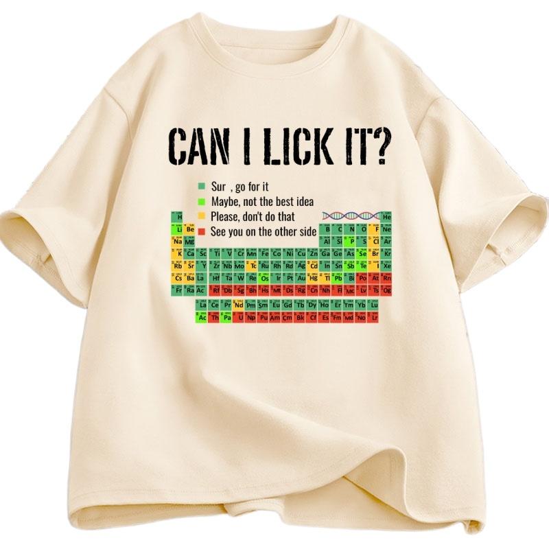 Can I Lick It T Shirt Periodic Table Print Unisex Unisex Fashion Casual Tops Shirt Funny Chemistry Clothes Round Neck Short Sleeves