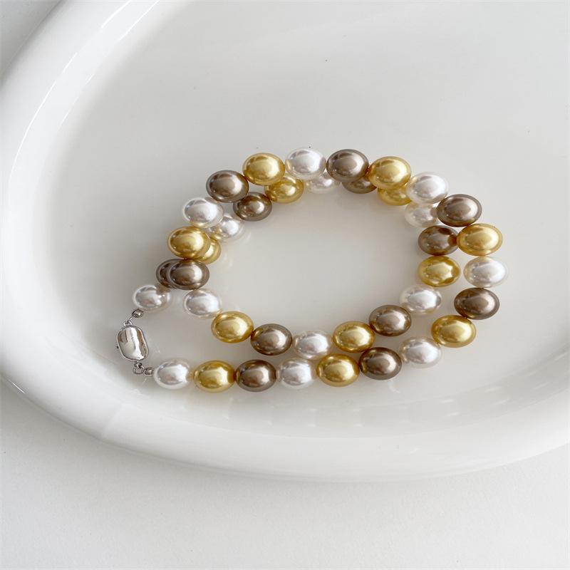 Ожерелье из слитка серебра 925 пробы с разноцветным жемчугом и пряжкой