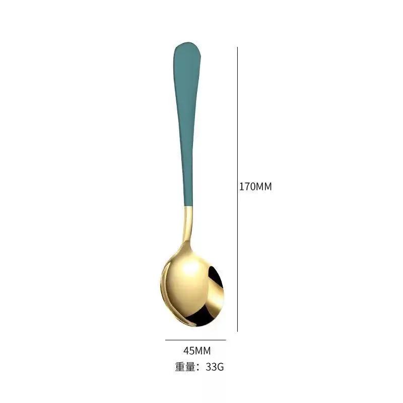 17см Круглая ложка из нержавеющей стали Милая десертная ложка Кофейная Детская Золотая Серебряная ложка Десертные ложки Кухонная Суповая