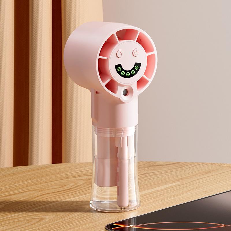 Portable Handheld Robot Spray Fan with Detachable USB Charging and Digital Display