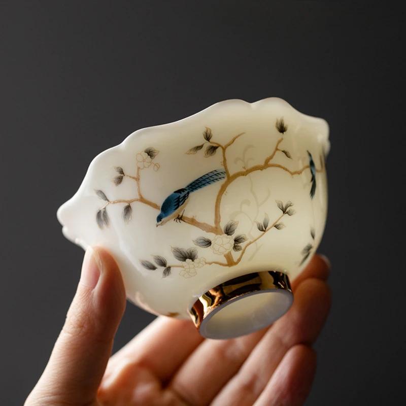 Персональная высококачественная чайная чашка, домашний керамический набор для кунг-фу, Dehua Mutton Fat Jade White фарфоровая посуда для приготовления чая, кухня, столовая, бар