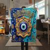1Pc Evil Eye Print Flannel Blanket, High quality Comfortable for All Seasons, Home Decor, Warmth and Comfort, Perfect for Christmas Gifts W60