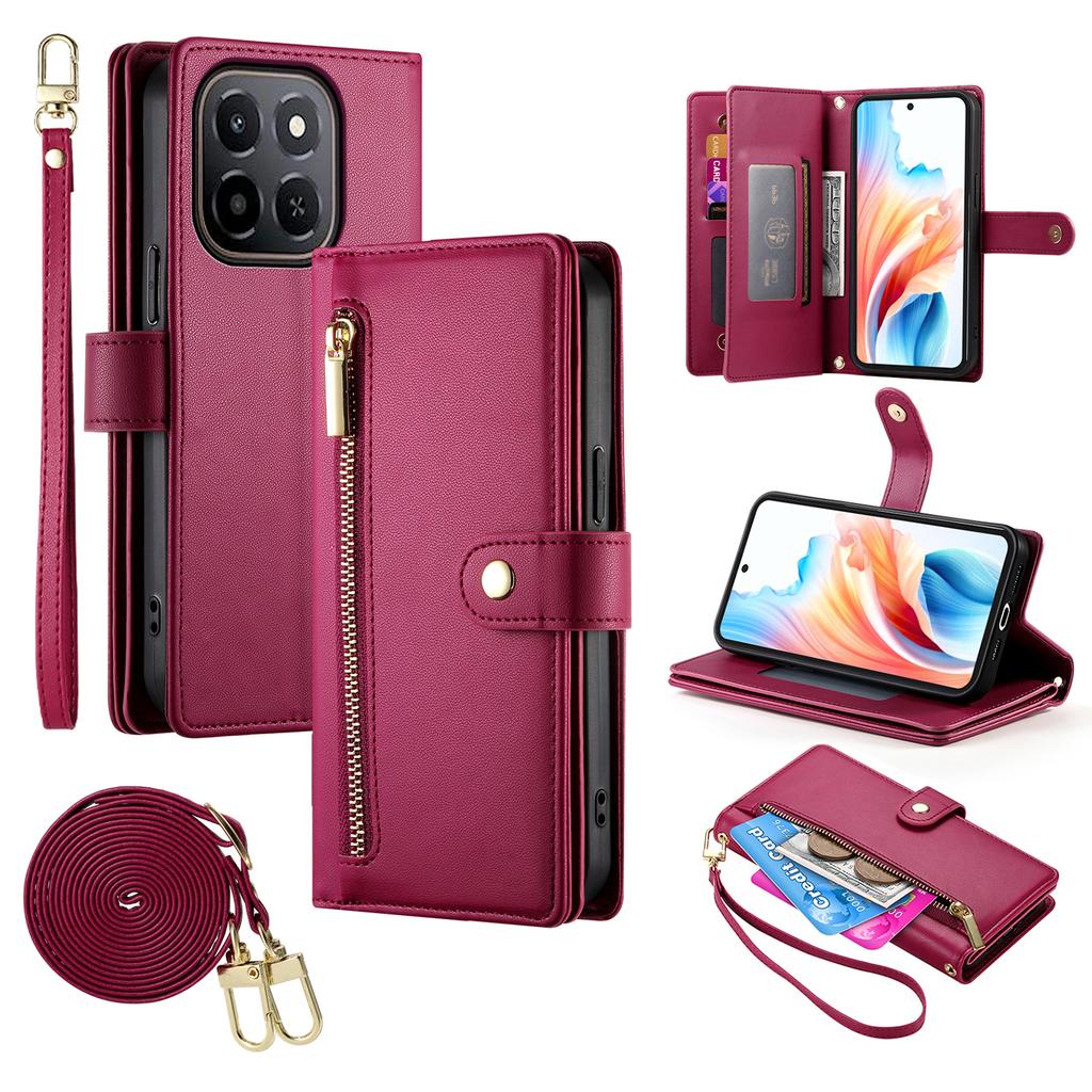 Кожаный чехол для Honor X6c 4G/X5b/X5b Plus, кошелек с карманом на молнии, чехол для телефона с ремешками