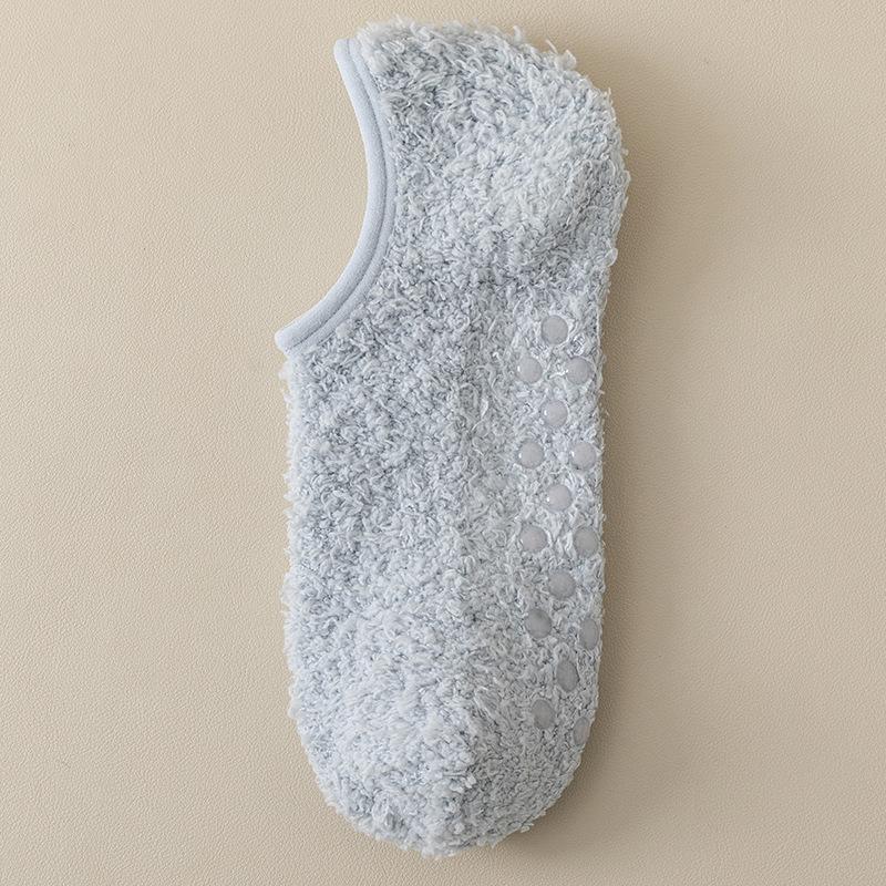 1 пара женских носков для девочек, зимние теплые флисовые носки-тапочки, домашние нескользящие носки-лодочки, короткие однотонные теплые тапочки, носки