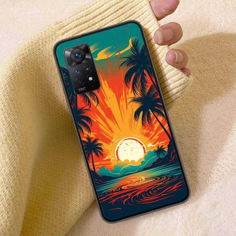 Beautiful Seaside Coconut Trees Phone Case For Redmi Note 13 14 15 Pro Plus 12 13C 12C 15C 9 10 10C 9T 9C 9A TPU Soft Cover Clea