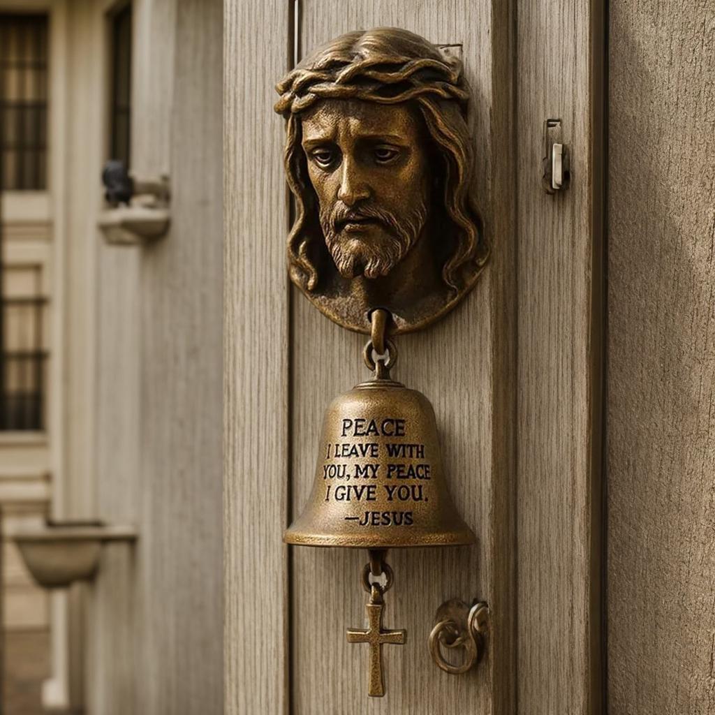 Vintage Jesus Virgin Mary Statue Doorbell Christian Religious Home Decor Bronze Church Gift Inspirational Bible Verse Door Chime