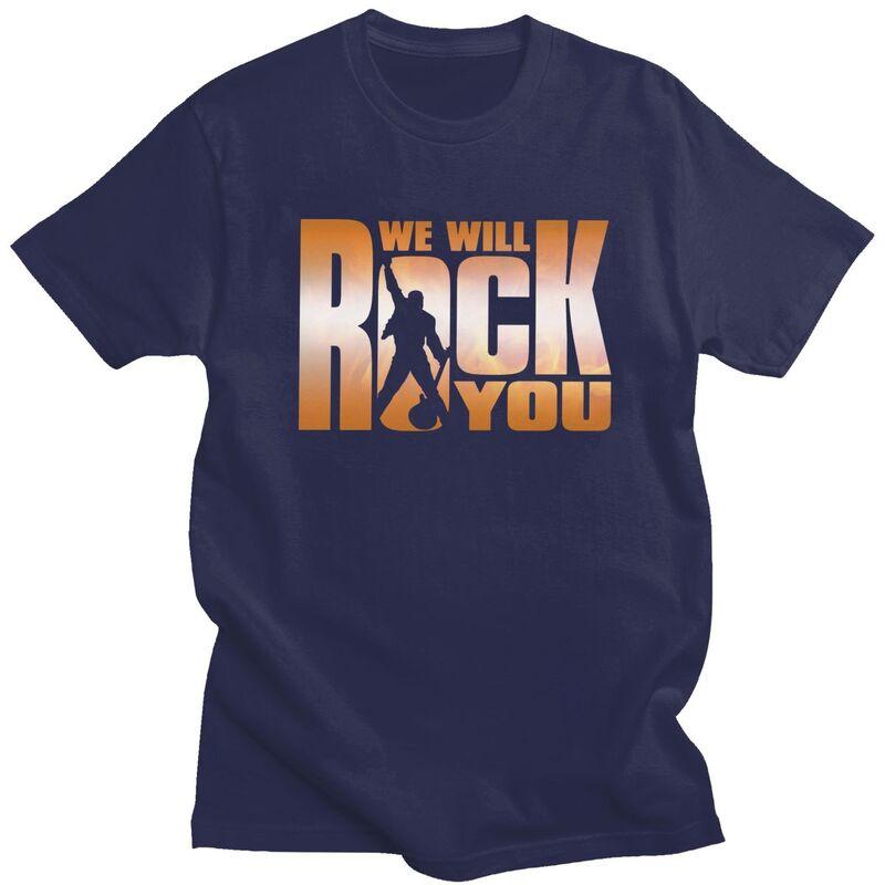 Мужские футболки на заказ We Will Rock You 100% хлопок Футболки Queen Рок-группа Футболки с коротким рукавом Модная футболка Одежда