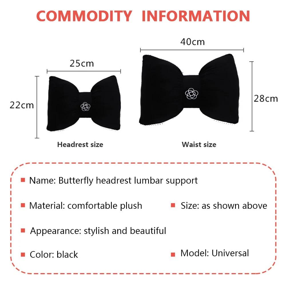 New Car Seat Headrest Pillow Cute Bow Velvet Neck Headrest Lumbar Pillow Soft Support Protector Cushion For Car