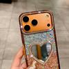 Блестящий эпоксидный чехол-зеркало в форме сердца со стразами для iPhone 15/16/17 Pro Max