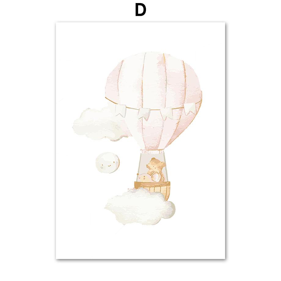 Elephant Penguin Bunny Bear Balloon Moon Stars Nordic Wall Art Canvas Painting Posters And Prints Wall Pictures Kids Room Decor