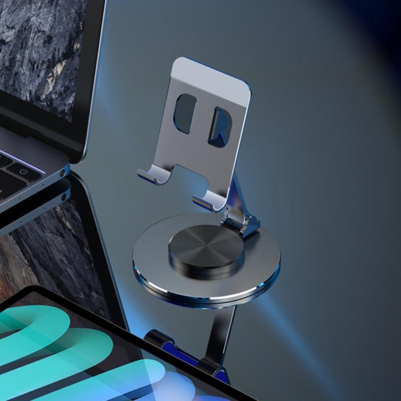 Stable & Portable Aluminum Phone Holder with 360° Rotating Base Perfect for Video Viewing Gaming & Recipe Checking Gift
