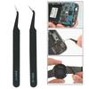 Набор из 6 прецизионных металлических пинцетов: Безопасный для электростатического разряда, острый, изогнутый, подходит для ремонта мобильных устройств, выщипывания волос, пересадки ресниц и бровей, с сумкой для переноски.