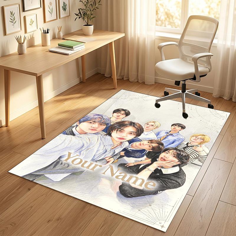 Personalized Crystal Velvet Carpet,Stray Kids Custom Printed Name, Plush Area Rug For Home Indoor Decor