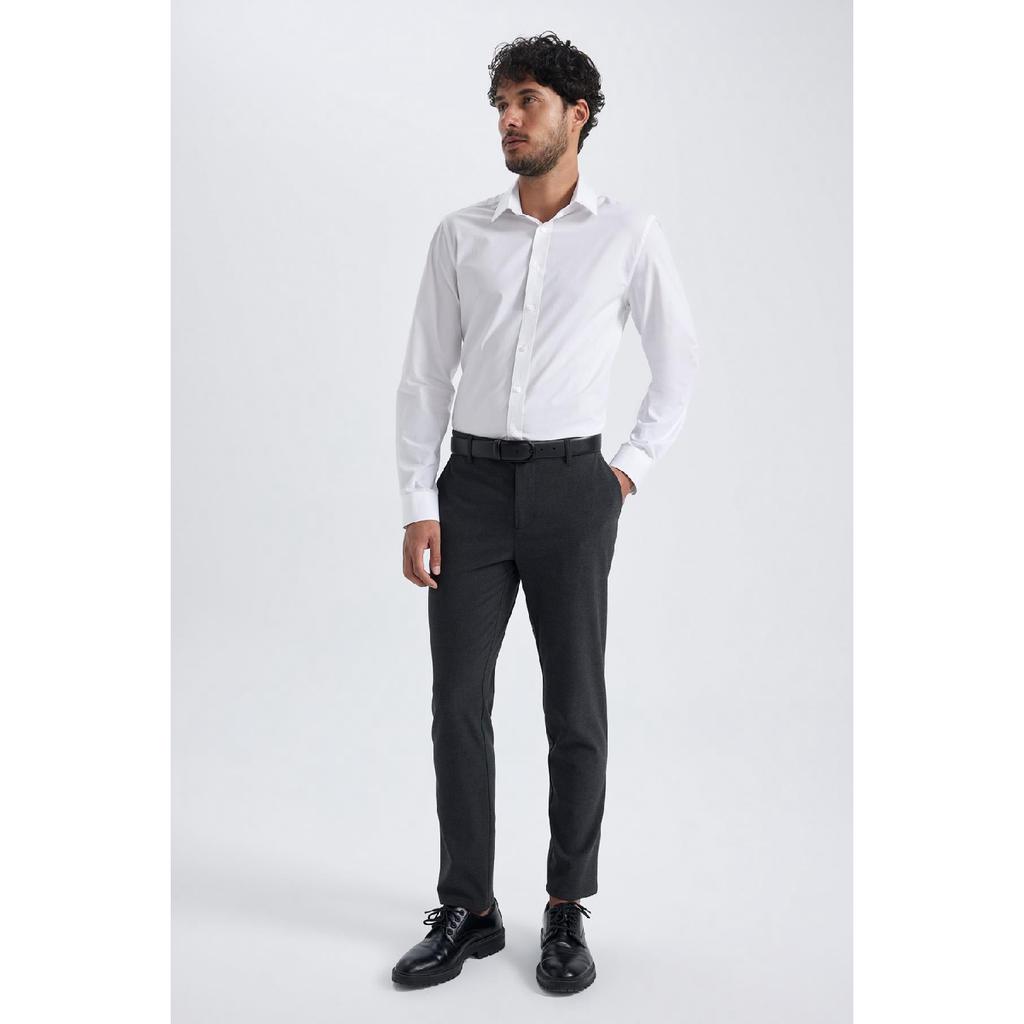 Рубашка Slim Fit с итальянским воротником и длинными рукавами без глажки