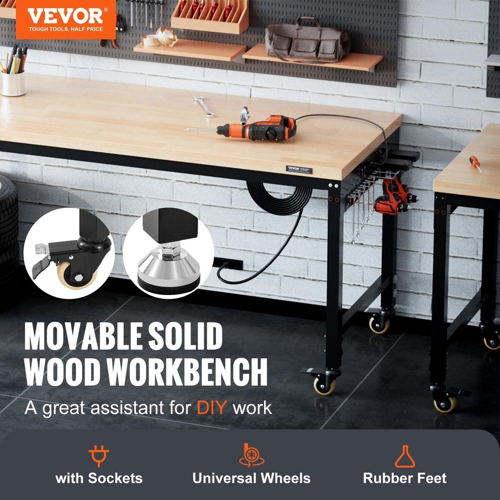 Workbench Work Table Work Table Workshop Table with Socket 1361kg