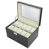 Двухслойный футляр для часов, футляр для хранения очков с 5 ячейками, футляр для часов с 10 ячейками (черный)
