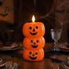 Retro Halloween Table Decoration Flameless Fake Candle, Battery Operated Stacked Pumpkin/Ghost Candle Light, Window Sill Pumpkin Decor LED Flickering