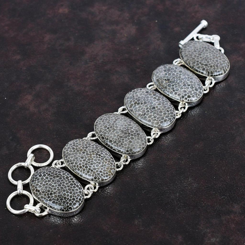 Браслет из кораллов ската, серебряный браслет 925 пробы, регулируемая цепочка, ювелирные изделия ручной работы, браслет из натуральных драгоценных камней, подарок для нее, серебряные ювелирные изделия