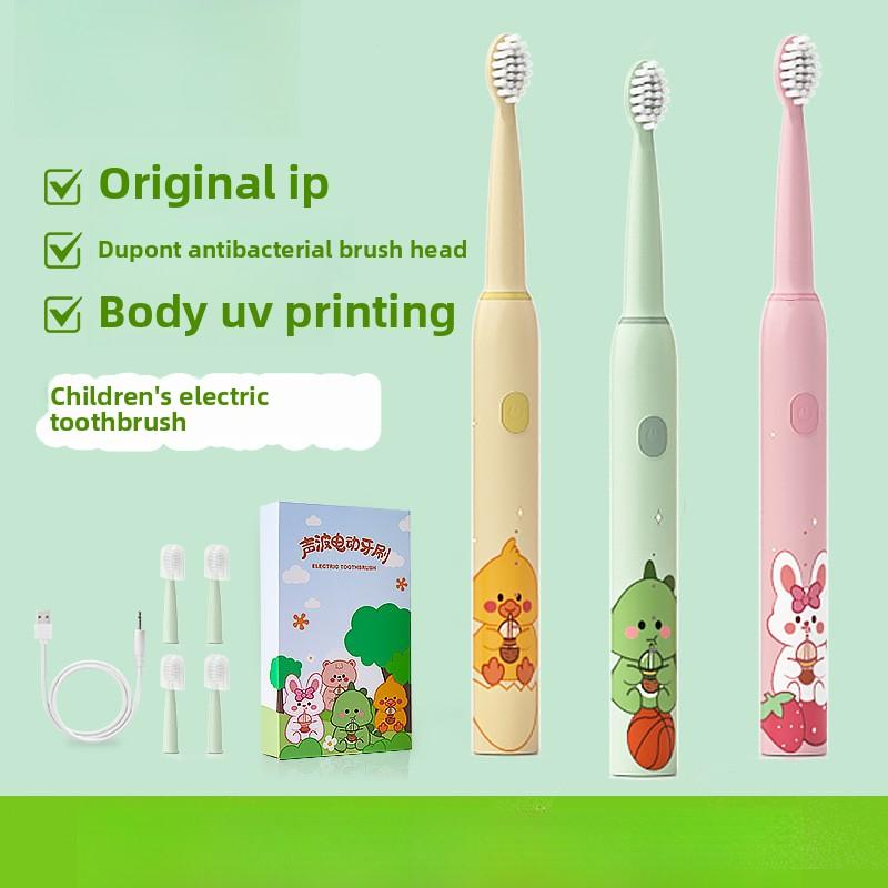 Children's Electric Toothbrush DuPont Antibacterial Soft Bristle Brush Head USB Charging Safe and Waterproof for Children