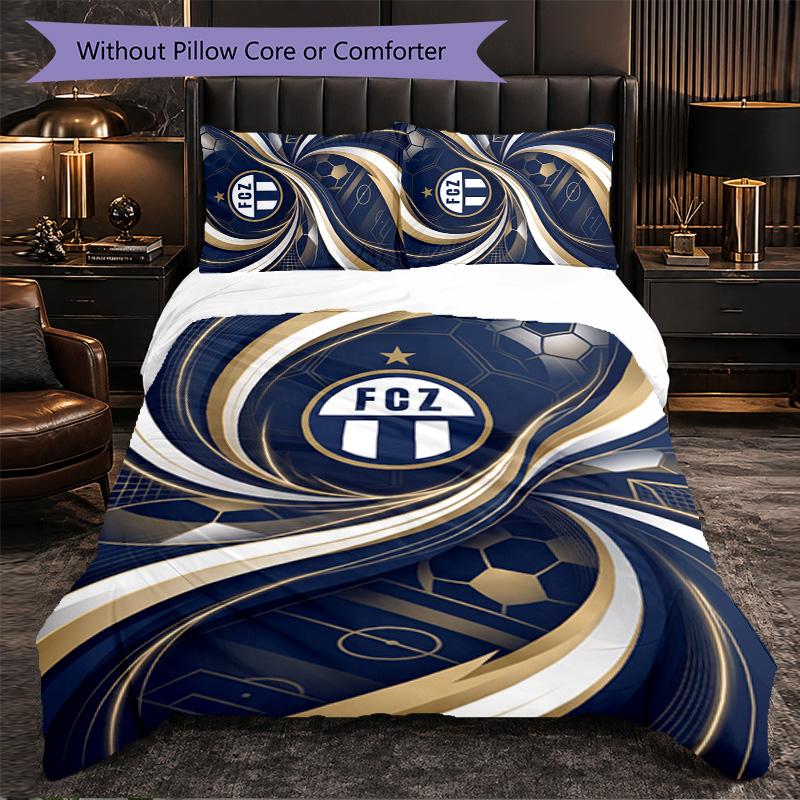 FC Zürich Themed Bedding 3Pcs Duvet Cover Set Decorative Bed Linen For Teen Room Home Decoration