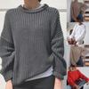 Свитер вязаный с круглым вырезом и длинными рукавами, рубленый край, однотонный, из пряжи крупной вязки, женский свитер, женская одежда