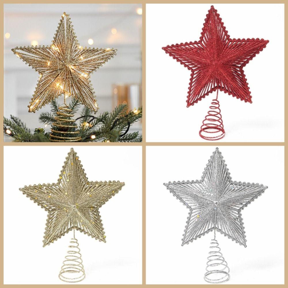 Shining Tree Topper Stars Five-pointed Star Christmas Tree Ornaments New Year