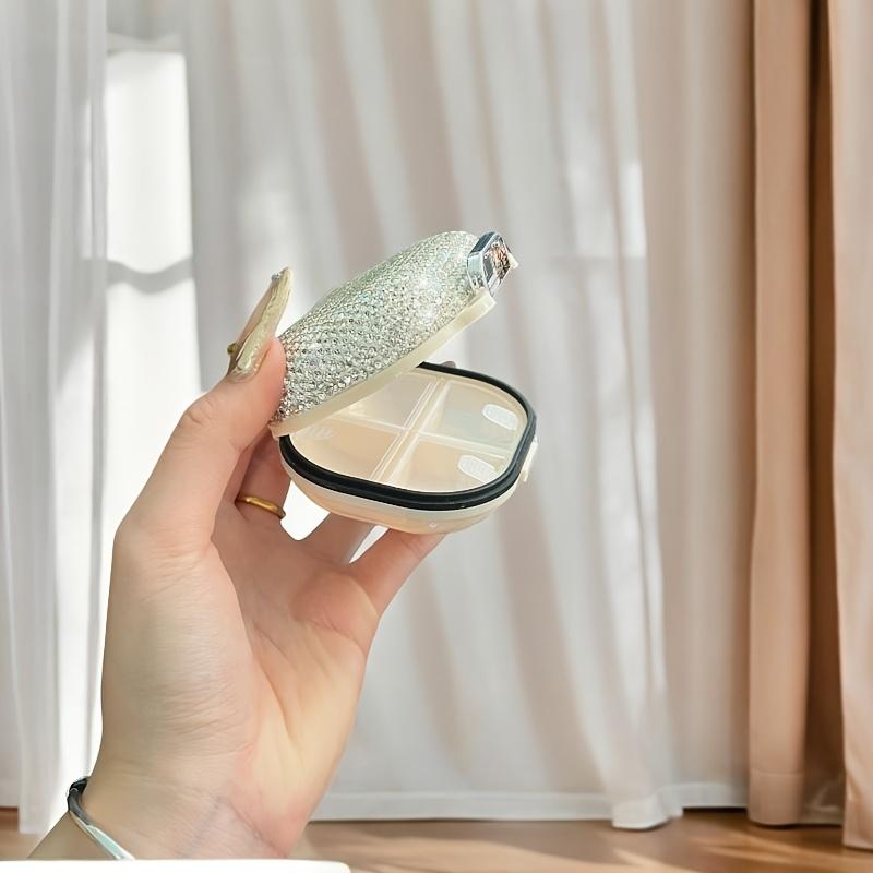 1 шт. Роскошная коробка для хранения со стразами, водонепроницаемая и влагостойкая, портативная коробка для хранения лекарств, витаминов, украшений, сережек