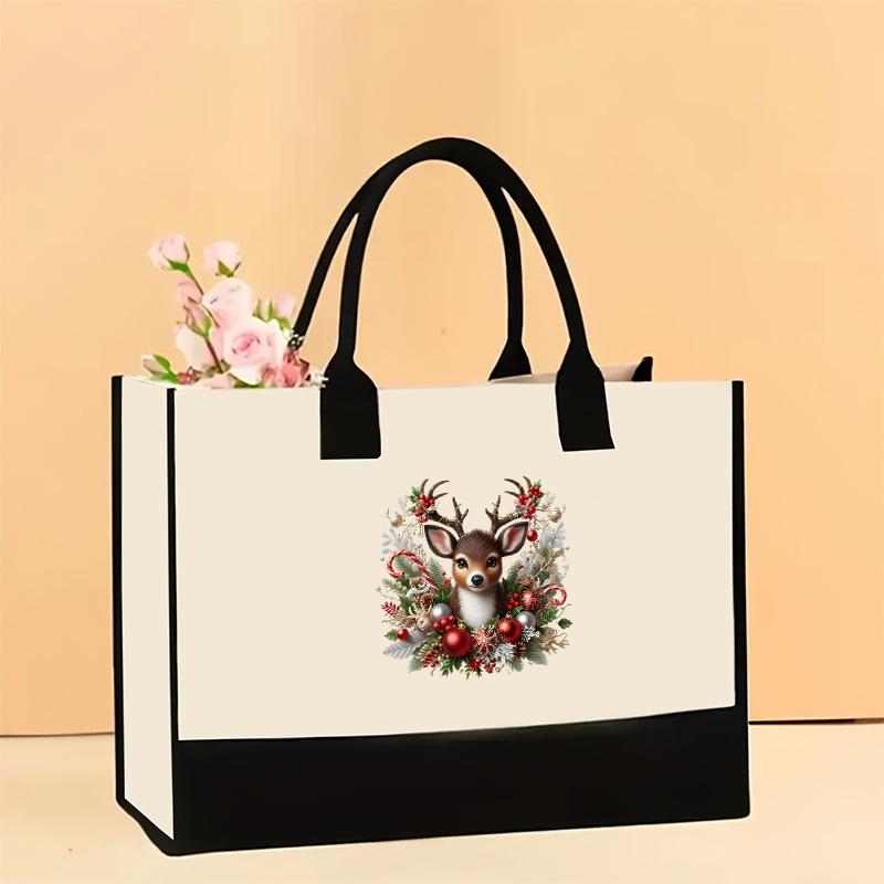 Холщовая сумка через плечо, большая вместительная сумка с принтом, женская модная легкая портативная сумка для подарков и покупок