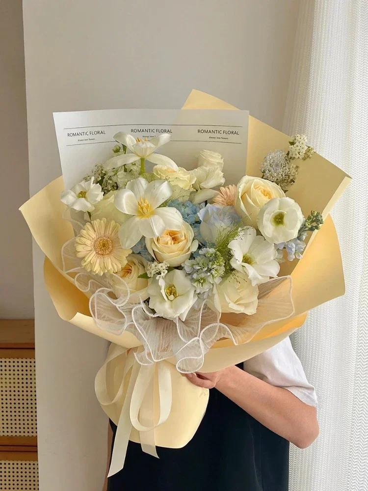 58смX11ярдов Однотонный Фарфоровый Матовый Цветочный Бумага Букет Цветов Однотонный Цветочный Лист Цветочный Материал Водонепроницаемая Упаковочная Пленка