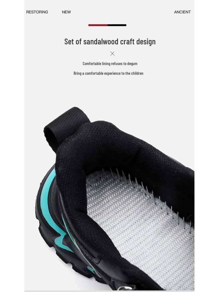 Kids' Waterproof Non-Slip Leather Sports Shoes with Magic Strap for Boys