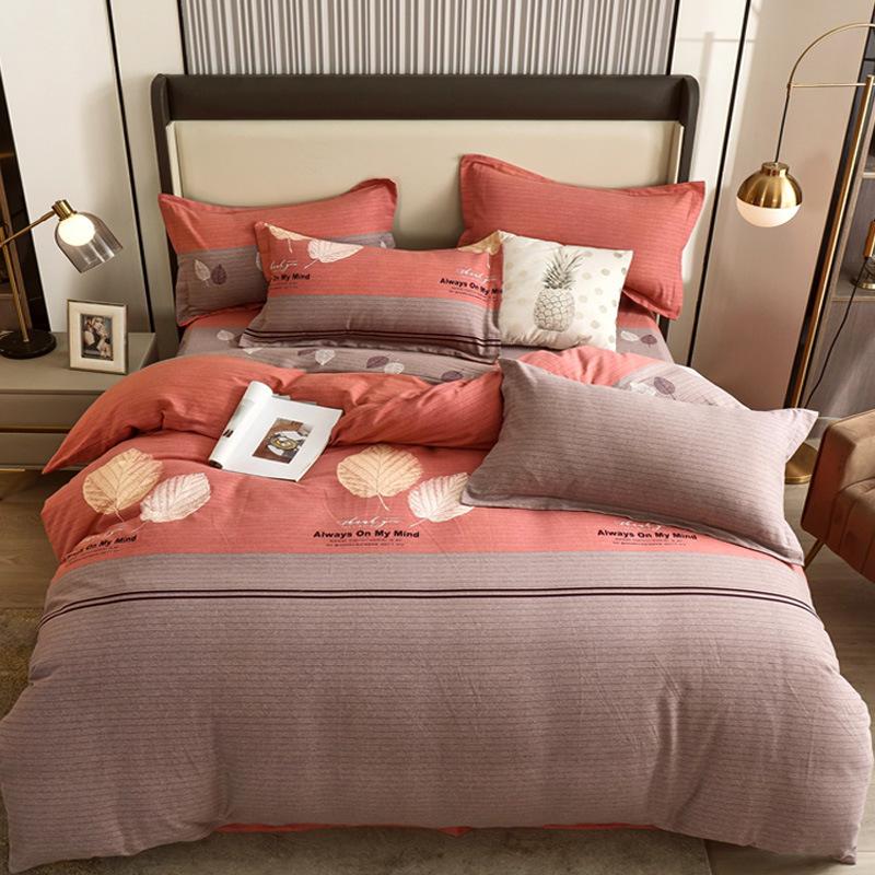 Комплект из четырех предметов из плотного хлопкового потертого материала, легкое роскошное теплое одеяло из чистого хлопкового набивного потертого материала, комплект из четырех предметов из простыни