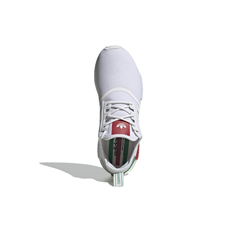 adidas NMD_R1 Белые Красные Зеленые Мужские Кроссовки Облачно-Белые Молочно-Белые HQ1434