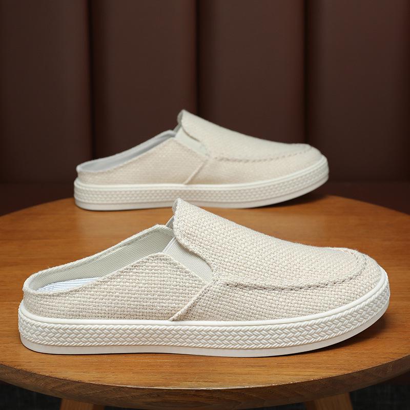 Мужские повседневные летние туфли из парусины без застежек