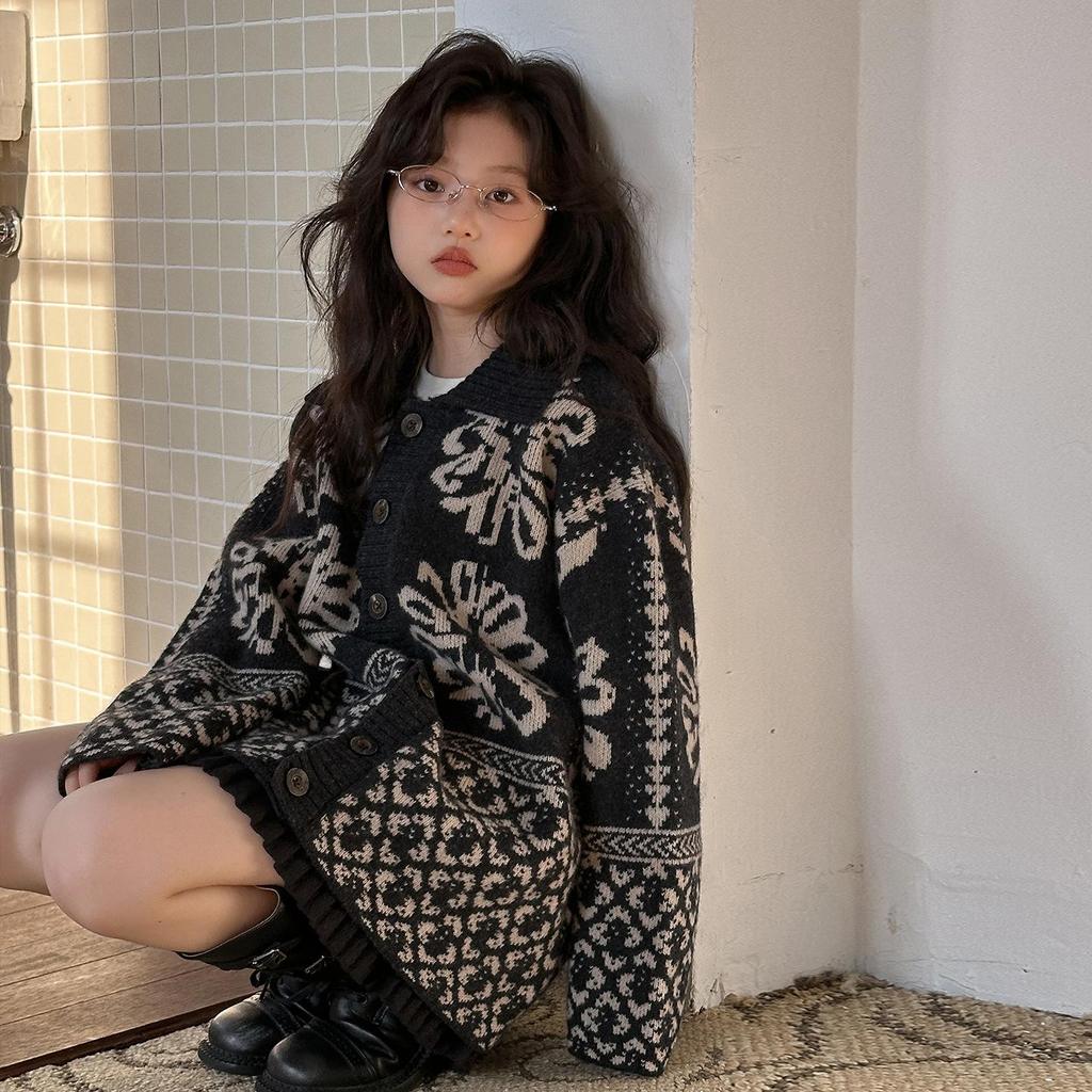 Кардиган жаккардовый с узором Fair Isle для девочек - Мода Осень-Зима 2025