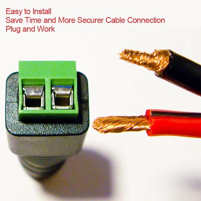 No Soldering Required Male Female CCTV Monitoring Video Cable Plug Connector for Home Indoor Surveillance Cabling