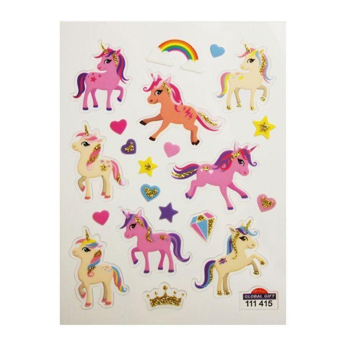 Stickers - Mini Classy - Licornes - Multicolore - Pailletés - 7,5 x 10 cm