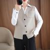 Women's Asymmetrical Double-Sided Wool Vest - V-Neck Sleeveless Fashionable Cardigan for Autumn/Winter