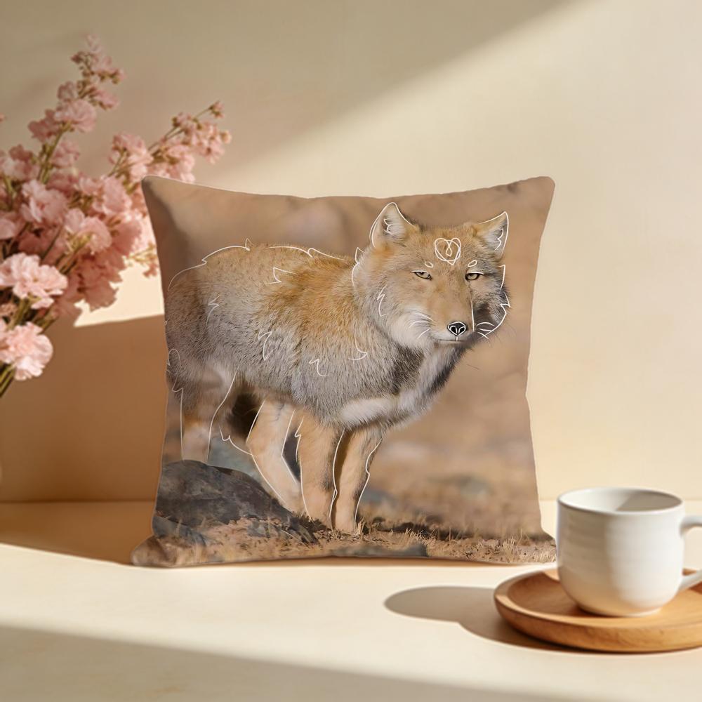 Elusive Tibetan Fox Cushion Cover Soft Pillow Cases for Home Bedroom Living Room Sofa