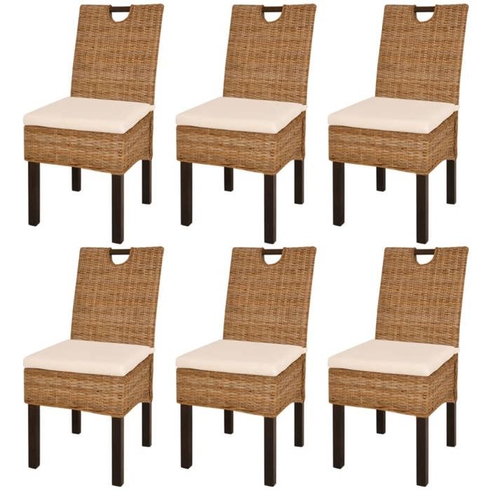 VidaXL Dining Chairs 6 Pcs Kubu Rattan Mango Wood