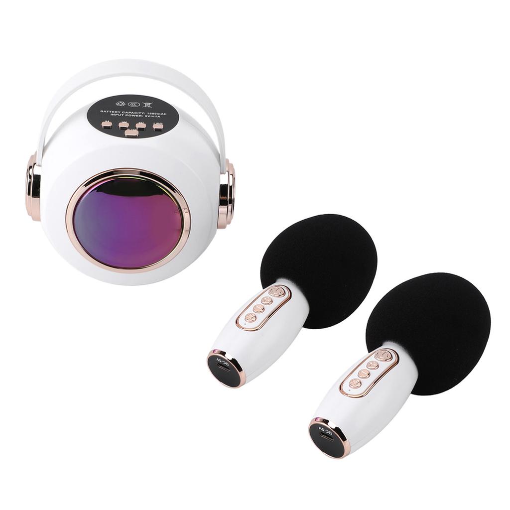 Детский микрофон динамик портативный беспроводной Bluetooth караоке динамик для детей ледяной белый двойной