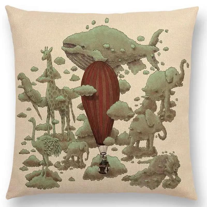 Новейшая Милая Маленькая Привидение Парусник Кит Океан Олень Медведь Дайвер Принты Наволочка Диванная Подушка