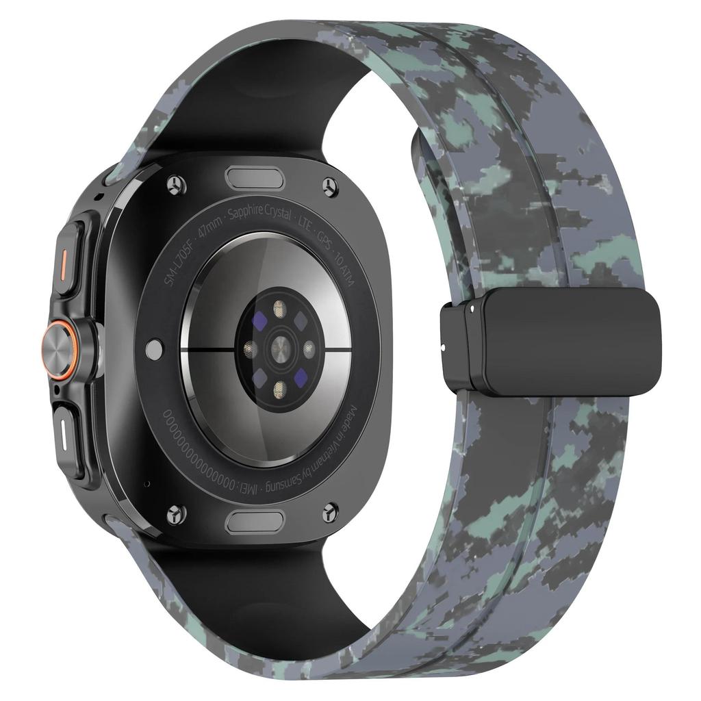 Камуфляжный ремешок для Samsung Galaxy Watch Ultra 47 мм, силиконовый магнитный браслет для Galaxy Watch 7 Ultra, сменный ремешок для часов