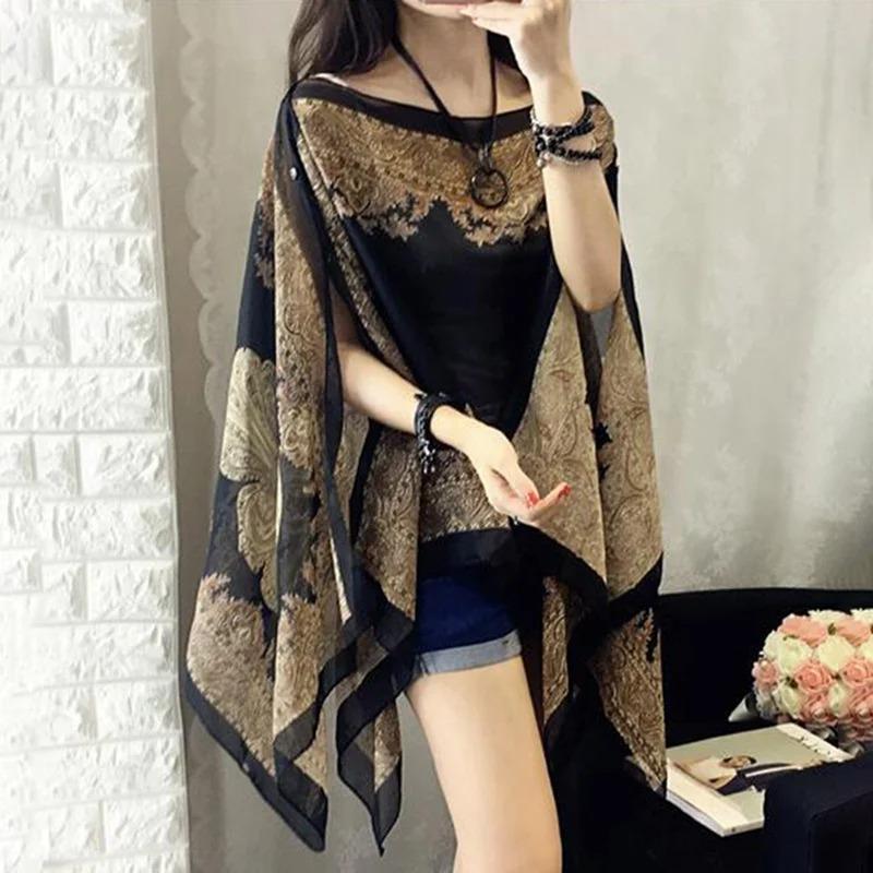 Women Bikini Cover Up Beach Dress Blouses Sun Protection Chiffon Cardigan Summer Holiday Shawl Ridding Large Size Long Tops