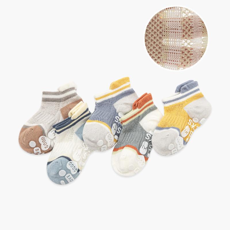 Носки для малышей от 0 до 5 лет, большие носки с противоскользящей подошвой, дышащие хлопковые носки-лодочки с низким верхом