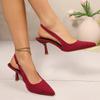 Lovely Sandals Women Casual Thin High Heels Shoes Women Bright Bling Shine Slip on Flock Pointed Toe Summer Sandals Plus Size
