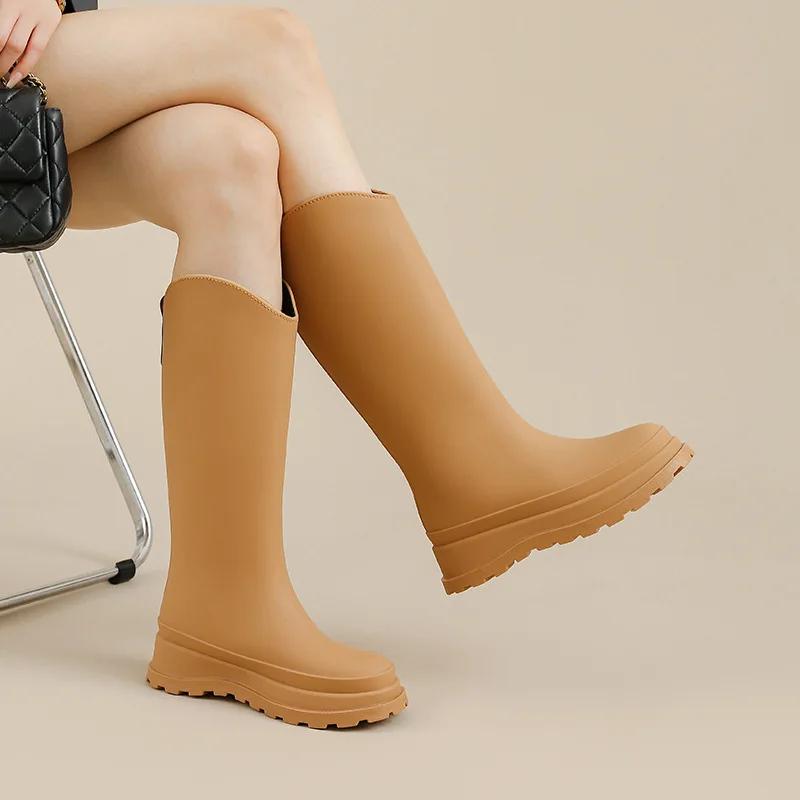 Fashion Comemore Tall Non-slip Rain Shoes Adult Women's Rain Boots Outside Rubber Long Water Shoe Fishing Water Boot Camping Platform 41