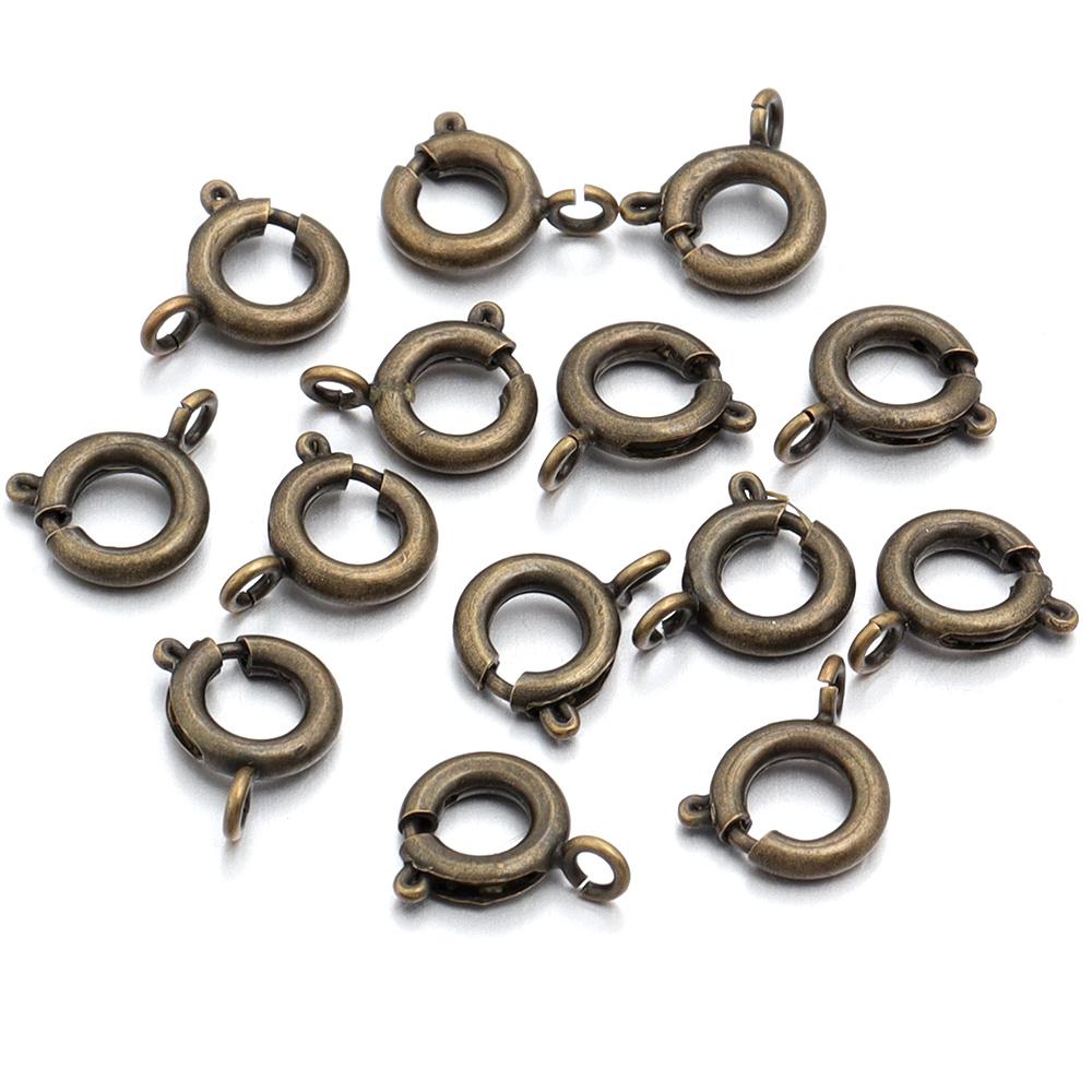 10pcs/lot Copper Round Spring Clasps Keychain Hooks Buckles End Connectors For Bracelet Necklace DIY Jewelry Making Accessories