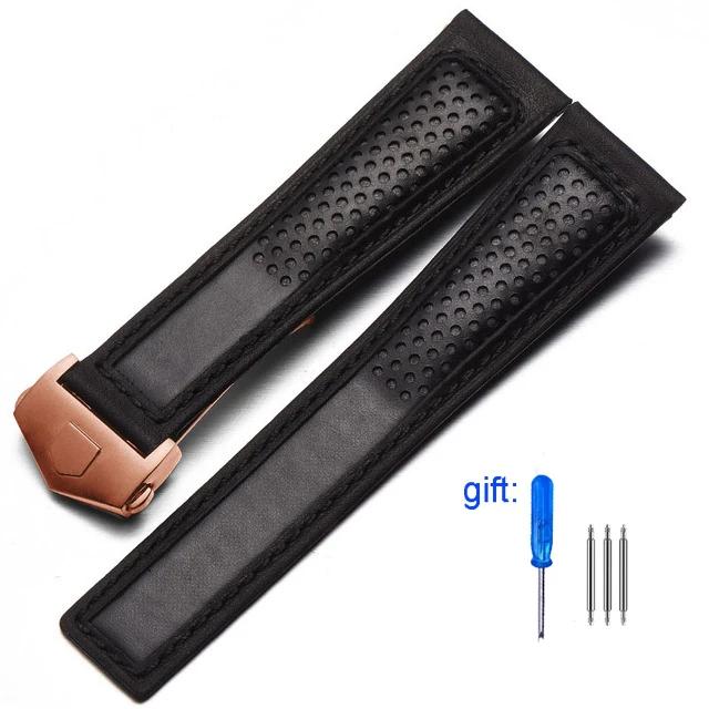 Genuine Leather Watch Band For Tag Heuer Carrera Diving Monaco F1 Series Breathable Watch Straps 22mm Men's Watch Chain